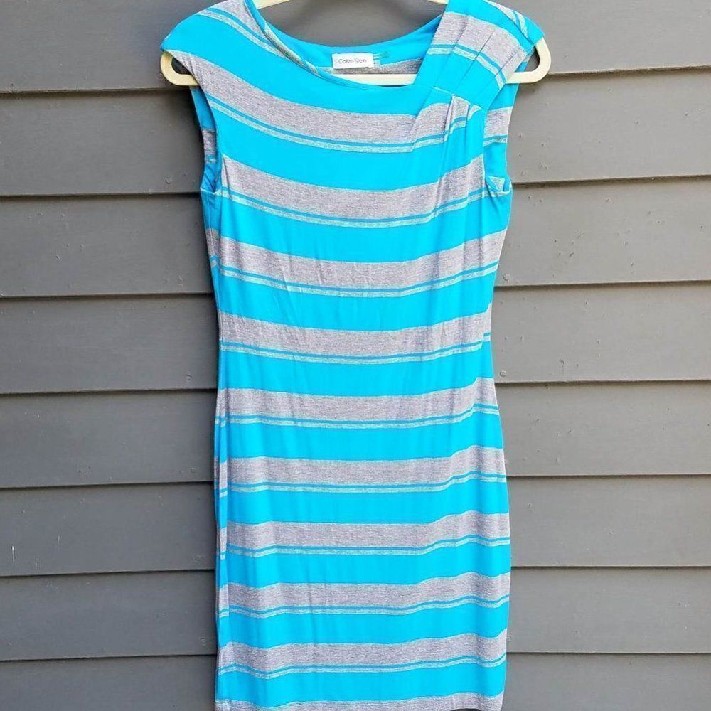 Calvin Klein Blue/Gray Stripe Dress size 4